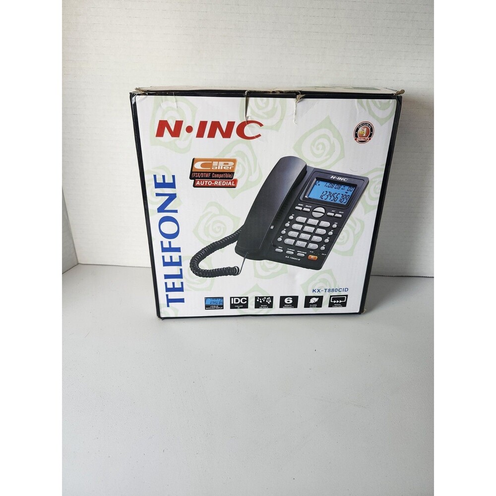 N•INC KX-T880CID Black Corded Caller ID/Redial Telephone